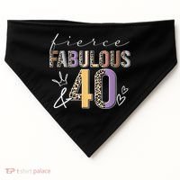 Fierce Fabulous & 40 Years Old Boho Leopard 40th Birthday USA-Made Doggie Bandana thumb 0
