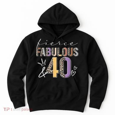 Fierce Fabulous & 40 Years Old Boho Leopard 40th Birthday Hoodie