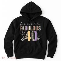 Fierce Fabulous & 40 Years Old Boho Leopard 40th Birthday Hoodie thumb 0