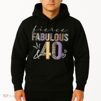 Fierce Fabulous & 40 Years Old Boho Leopard 40th Birthday Hoodie thumb 2