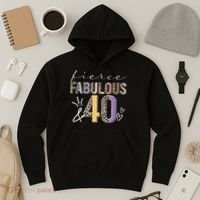 Fierce Fabulous & 40 Years Old Boho Leopard 40th Birthday Hoodie thumb 3