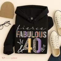 Fierce Fabulous & 40 Years Old Boho Leopard 40th Birthday Hoodie thumb 4