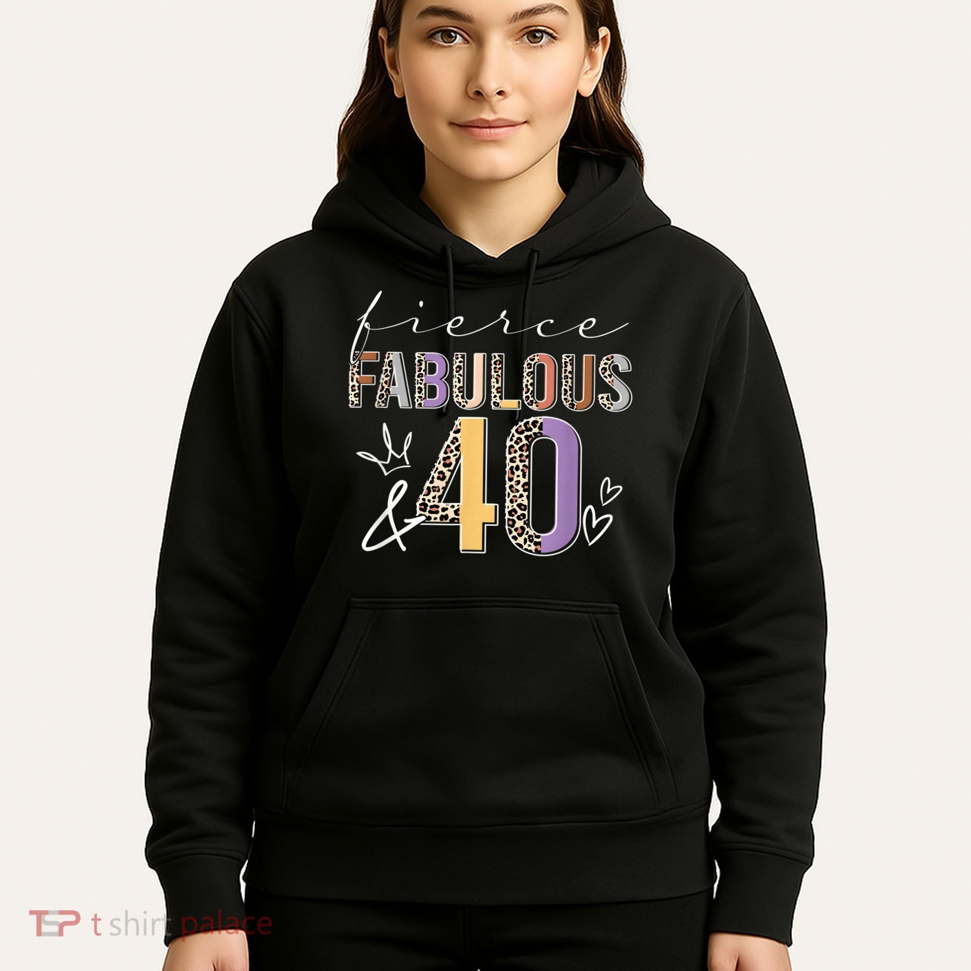 Fierce Fabulous & 40 Years Old Boho Leopard 40th Birthday Hoodie