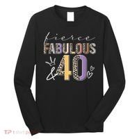Fierce Fabulous & 40 Years Old Boho Leopard 40th Birthday Long Sleeve Shirt thumb 0