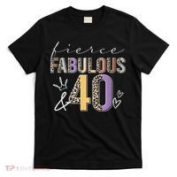 Fierce Fabulous & 40 Years Old Boho Leopard 40th Birthday T-Shirt thumb 0