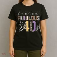 Fierce Fabulous & 40 Years Old Boho Leopard 40th Birthday T-Shirt thumb 4