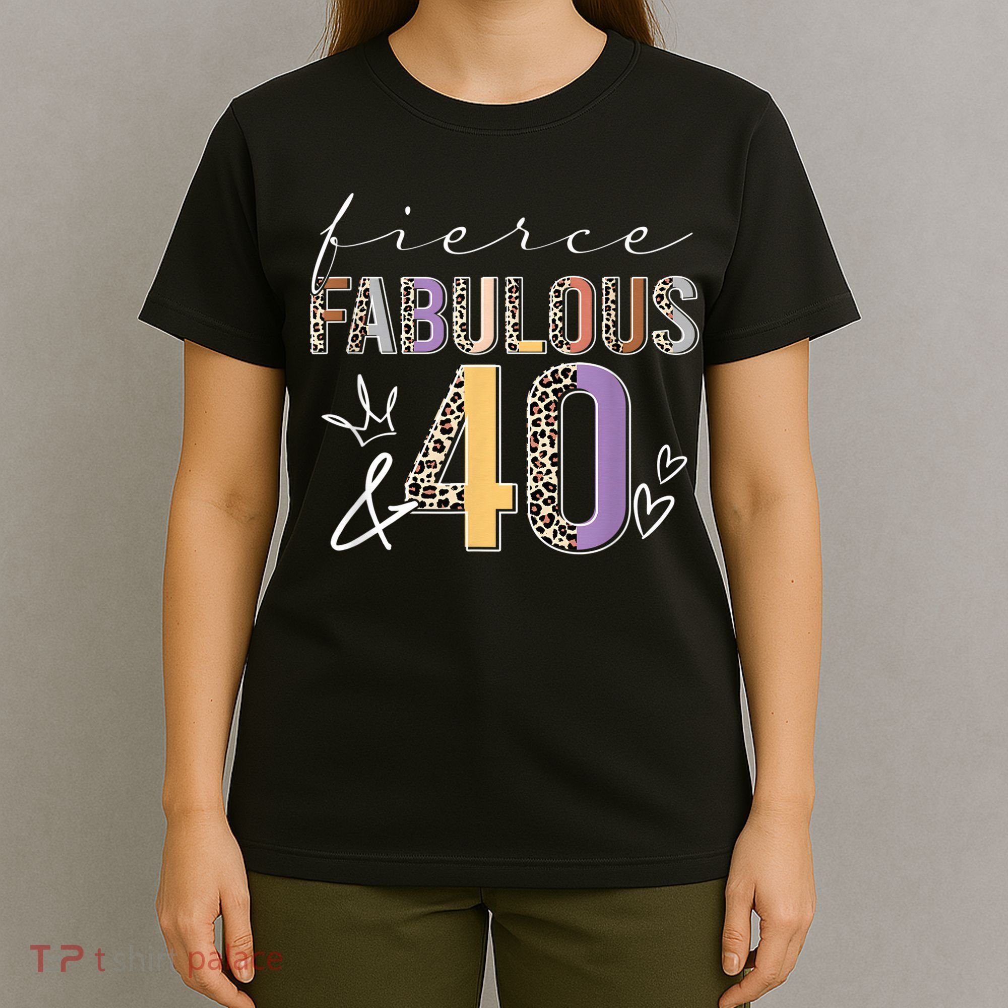 Fierce Fabulous & 40 Years Old Boho Leopard 40th Birthday T-Shirt