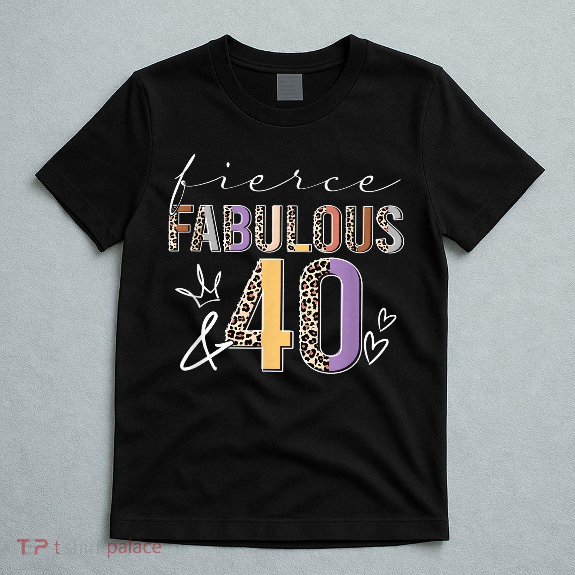 Fierce Fabulous & 40 Years Old Boho Leopard 40th Birthday T-Shirt