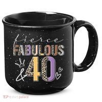 Fierce Fabulous & 40 Years Old Boho Leopard 40th Birthday 15oz Campfire Ceramic Mug thumb 0