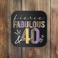 Fierce Fabulous & 40 Years Old Boho Leopard 40th Birthday Coaster thumb 0