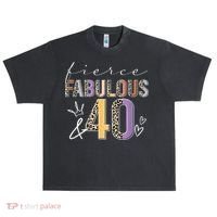 Fierce Fabulous & 40 Years Old Boho Leopard 40th Birthday Urban Oversized Heavyweight T-Shirt thumb 0