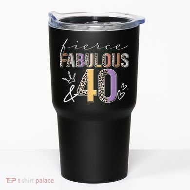 Fierce Fabulous & 40 Years Old Boho Leopard 40th Birthday Tumbler