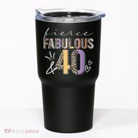 Fierce Fabulous & 40 Years Old Boho Leopard 40th Birthday Tumbler thumb 0