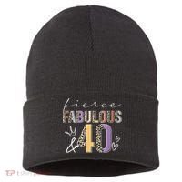 Fierce Fabulous & 40 Years Old Boho Leopard 40th Birthday Sustainable Knit Beanie thumb 0