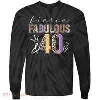Fierce Fabulous & 40 Years Old Boho Leopard 40th Birthday Tie-Dye Long Sleeve Shirt thumb 0