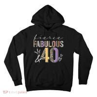 Fierce Fabulous & 40 Years Old Boho Leopard 40th Birthday Tall Hoodie thumb 0
