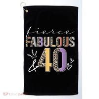 Fierce Fabulous & 40 Years Old Boho Leopard 40th Birthday Golf Towel thumb 0