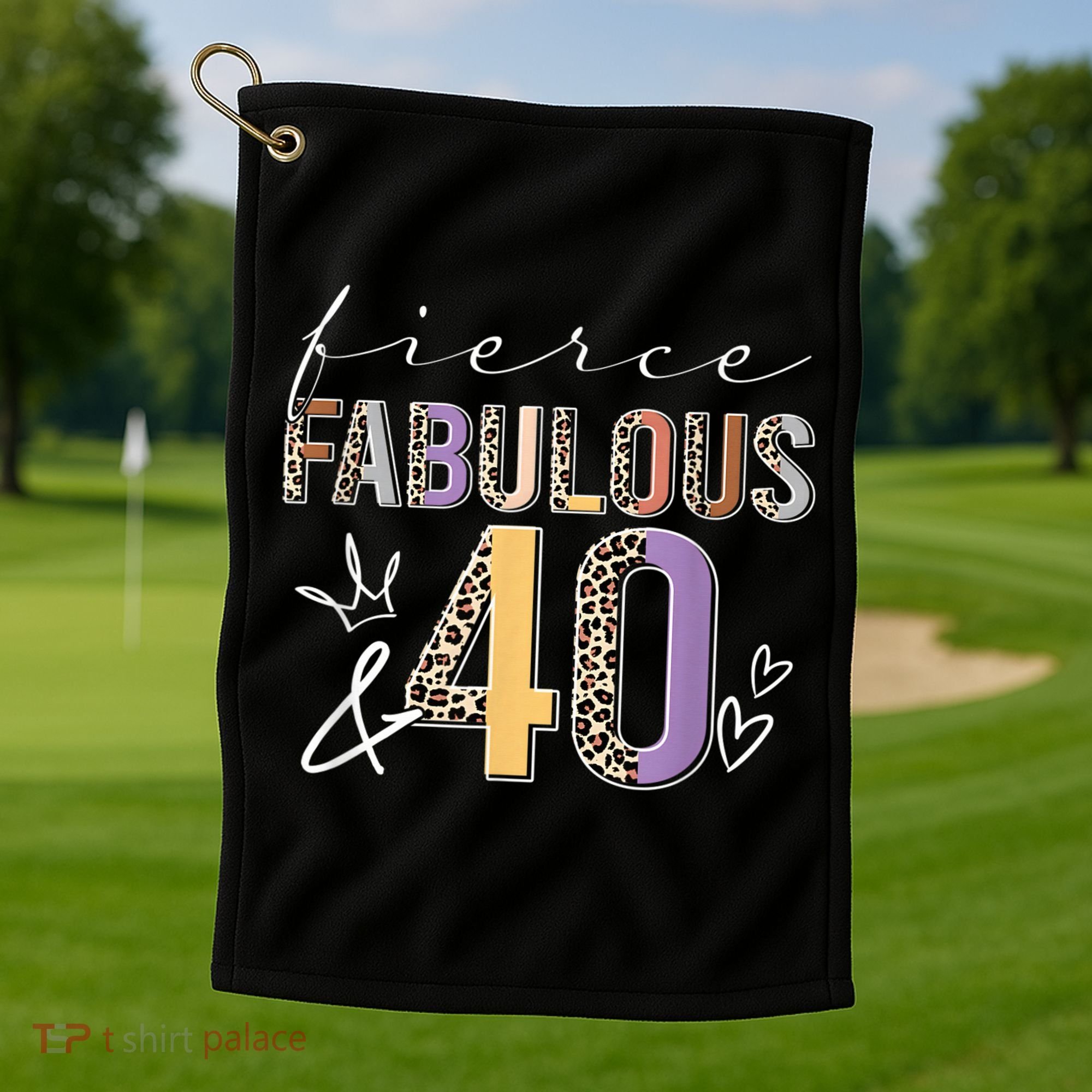Fierce Fabulous & 40 Years Old Boho Leopard 40th Birthday Golf Towel