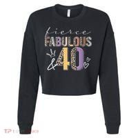 Fierce Fabulous & 40 Years Old Boho Leopard 40th Birthday Cropped Pullover Crew thumb 0