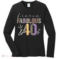 Fierce Fabulous & 40 Years Old Boho Leopard 40th Birthday Women's Long Sleeve Shirt thumb 0