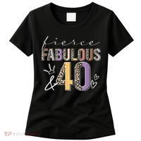 Fierce Fabulous & 40 Years Old Boho Leopard 40th Birthday Women's T-Shirt thumb 0