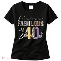 Fierce Fabulous & 40 Years Old Boho Leopard 40th Birthday Women's T-Shirt thumb 0