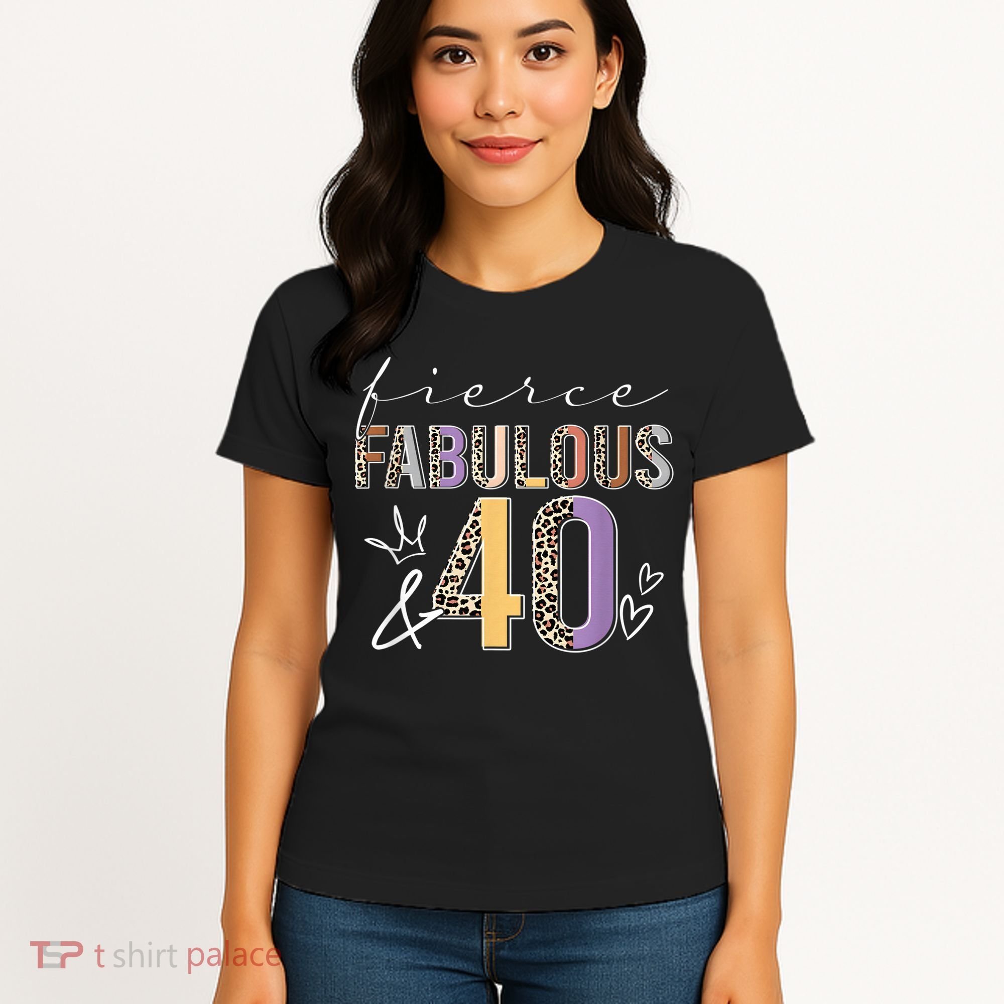 Fierce Fabulous & 40 Years Old Boho Leopard 40th Birthday Women's T-Shirt
