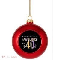Fierce Fabulous & 40 Years Old Boho Leopard 40th Birthday Plastic Christmas Ball Ornament thumb 0