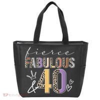Fierce Fabulous & 40 Years Old Boho Leopard 40th Birthday Tote Bag thumb 0