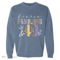 Fierce Fabulous & 40 Years Old Boho Leopard 40th Birthday Garment-Dyed Sweatshirt thumb 0