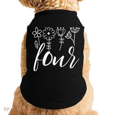Floral Four 4 Year Old 4th Birthday Doggie Tank