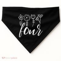 Floral Four 4 Year Old 4th Birthday USA-Made Doggie Bandana thumb 0