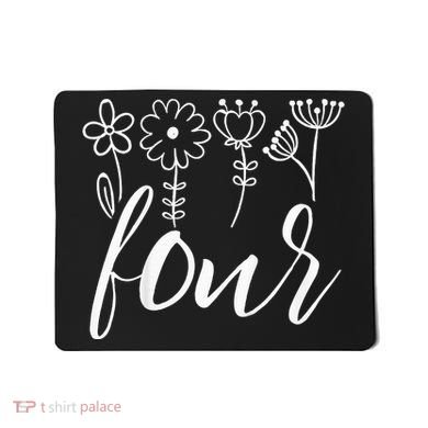Floral Four 4 Year Old 4th Birthday Mousepad