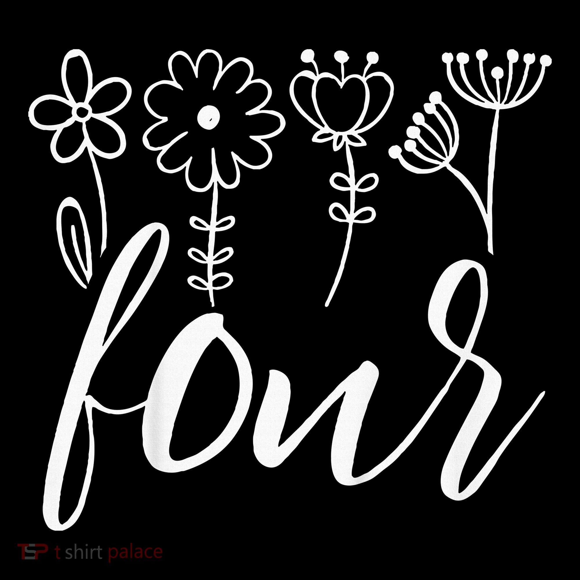 Floral Four 4 Year Old 4th Birthday Mousepad