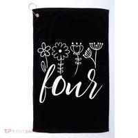 Floral Four 4 Year Old 4th Birthday Golf Towel thumb 0