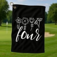 Floral Four 4 Year Old 4th Birthday Golf Towel thumb 1