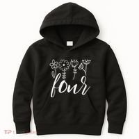 Floral Four 4 Year Old 4th Birthday Kids Hoodie thumb 0