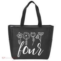 Floral Four 4 Year Old 4th Birthday Tote Bag thumb 0