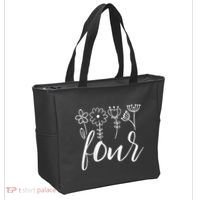 Floral Four 4 Year Old 4th Birthday Tote Bag thumb 2