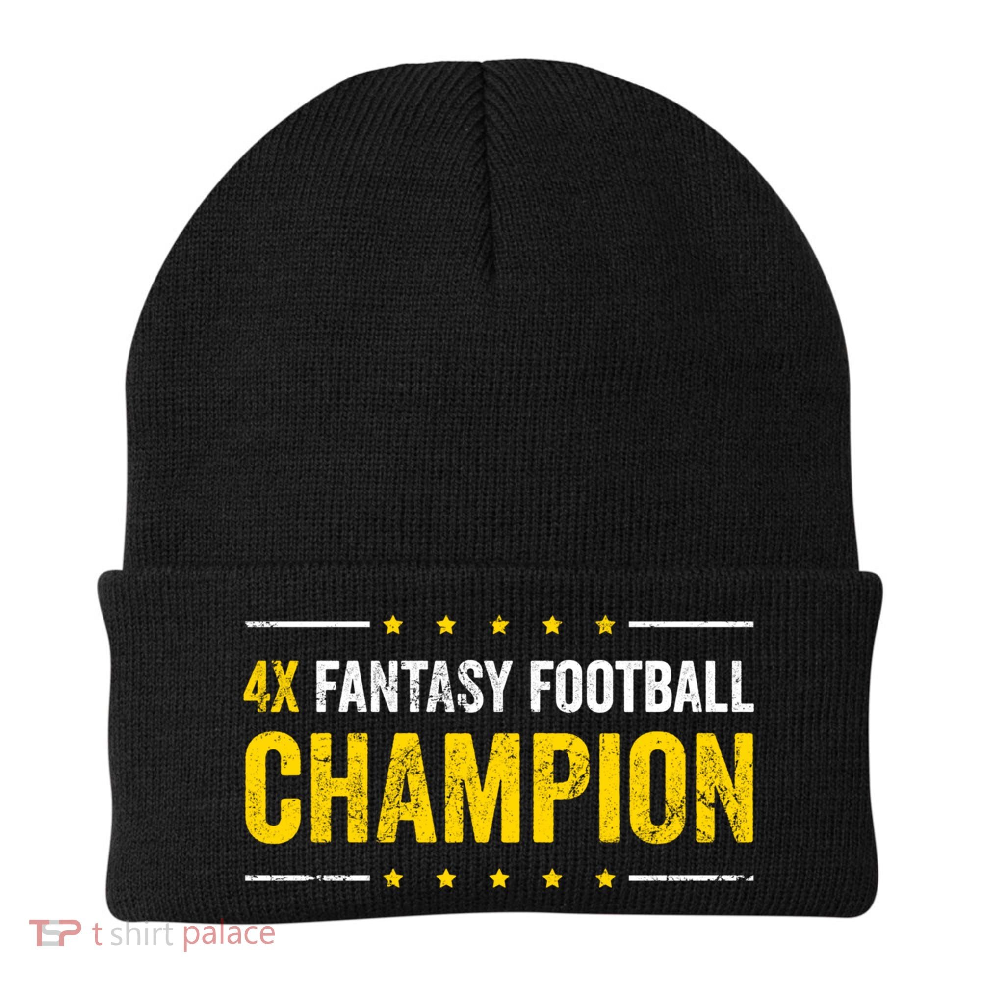Fantasy Football 4 Time Winner Champ Champion Great Gift Beanie