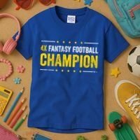 Fantasy Football 4 Time Winner Champ Champion Great Gift Kids T-Shirt thumb 3