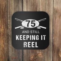Funny Fishing 75th Birthday Gift Fisherman 75 Year Old Coaster thumb 0