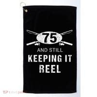 Funny Fishing 75th Birthday Gift Fisherman 75 Year Old Golf Towel thumb 0