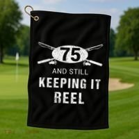 Funny Fishing 75th Birthday Gift Fisherman 75 Year Old Golf Towel thumb 1