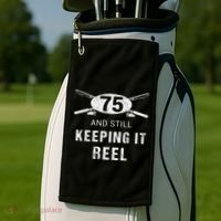 Funny Fishing 75th Birthday Gift Fisherman 75 Year Old Golf Towel thumb 2