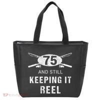 Funny Fishing 75th Birthday Gift Fisherman 75 Year Old Tote Bag thumb 0
