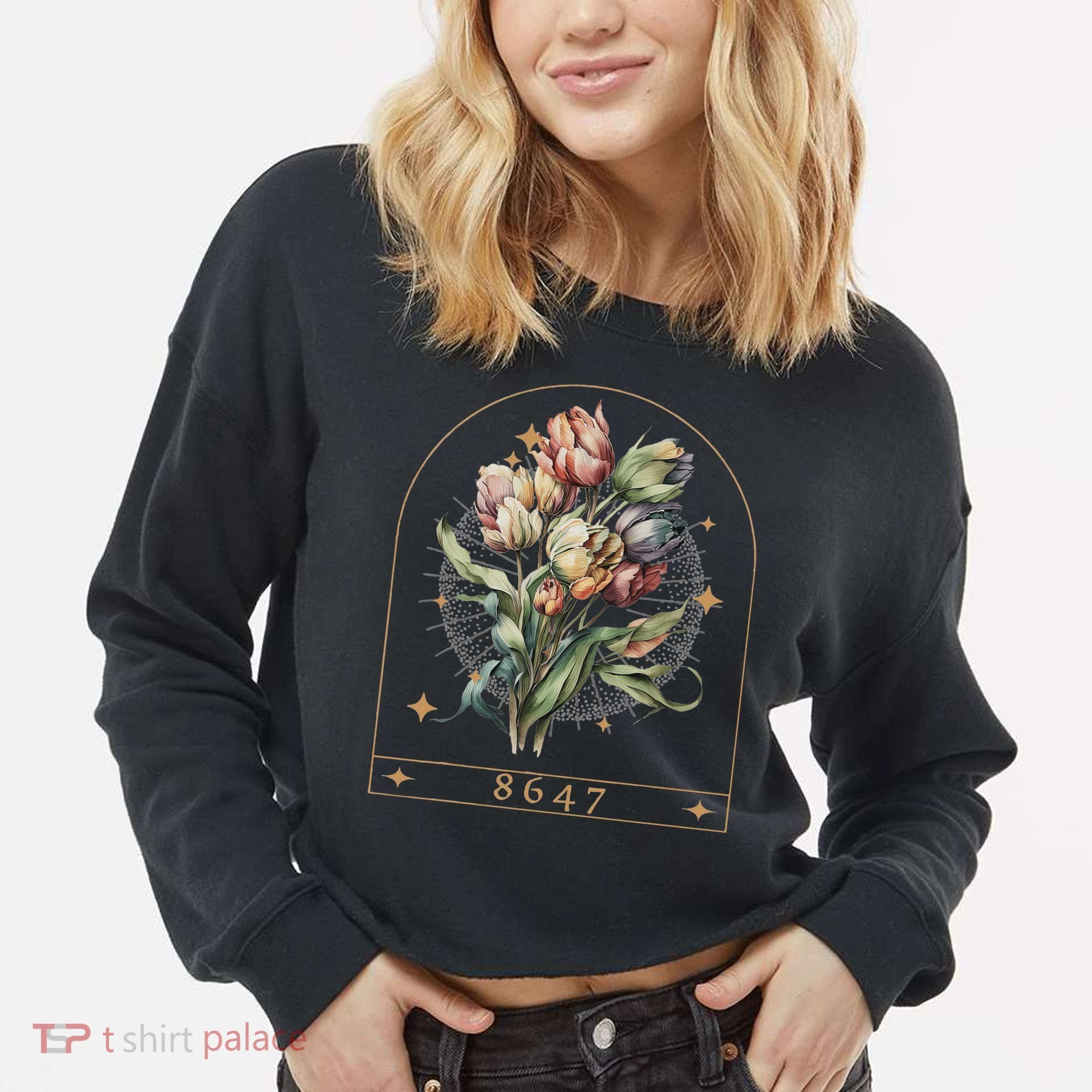 Floral Feminist 8647 Anti Trump Human Right Cropped Pullover Crew