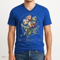 Floral Feminist 8647 Anti Trump Human Right V-Neck T-Shirt thumb 2