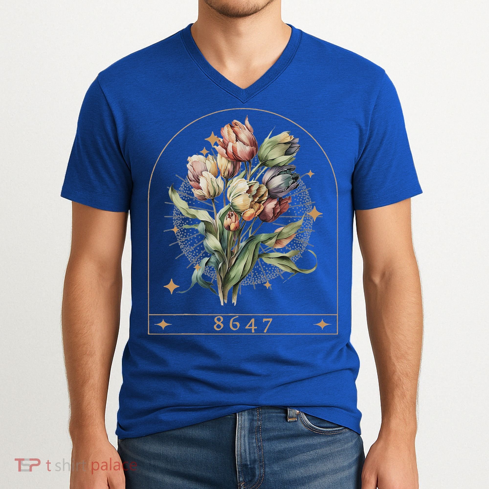 Floral Feminist 8647 Anti Trump Human Right V-Neck T-Shirt