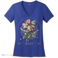 Floral Feminist 8647 Anti Trump Human Right Women's V-Neck T-Shirt thumb 0
